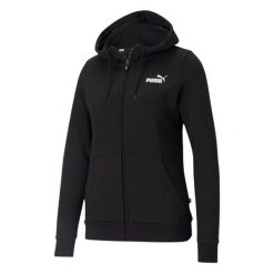 Damska Bluza Z Kapturem Essential Small Logo Z Pełnym Zamkiem Błyskawicznym. Czarne bluzy damskie Puma, bez wzorów, z kapturem. Za 276.99 zł.