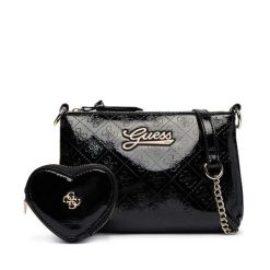 Torebka Guess. Czarne listonoszki damskie Guess, z aplikacjami, bez dodatków. Za 234.99 zł.