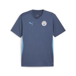 Męska koszulka treningowa Manchester City PUMA Inky Blue Magic. Niebieskie koszulki sportowe męskie Puma, m, bez wzorów, bez kołnierzyka, bez ramiączek, na fitness i siłownię. W wyprzedaży za 176.95 zł.