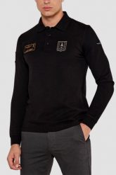 AERONAUTICA MILITARE Czarny męski longsleeve polo Piqué Patches. Czarne bluzki z długim rękawem męskie Aeronautica Militare, l, z aplikacjami, z bawełny, klasyczne, bez ramiączek. W wyprzedaży za 379.99 zł.