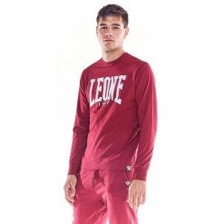 Koszulka na co dzień na siłownię. Czerwone koszulki sportowe męskie LEONE 1947 APPAREL, bez wzorów, z bawełny, bez kołnierzyka, bez ramiączek, na fitness i siłownię. W wyprzedaży za 108.62 zł.