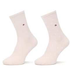 Skarpety długie Tommy Hilfiger. Czerwone skarpety damskie Tommy Hilfiger, bez wzorów. Za 59.99 zł.