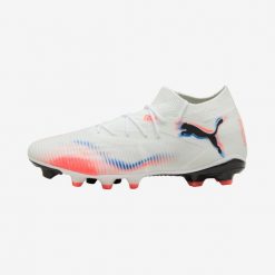 Buty piłkarskie Puma Future 8 Match FG/AG. Białe buty sportowe męskie Puma, bez zapięcia, do piłki nożnej. W wyprzedaży za 259.99 zł.