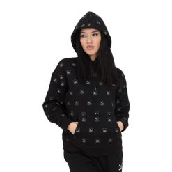 Damska Bluza Z Nadrukiem Love Na Całej Powierzchni. Czarne bluzy sportowe damskie Puma, l, bez wzorów, z bawełny, z kapturem, na fitness i siłownię. Za 186.90 zł.