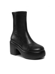 Bronx Botki Ankle boots 47516-A Czarny. Czarne botki damskie Bronx, ze skóry, bez obcasa, na słupku, bez zapięcia. Za 699.99 zł.