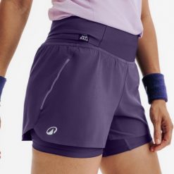 Spodenki do tenisa damskie Light Hip Ball Kuikma. Fioletowe szorty sportowe damskie KUIKMA, l, bez wzorów, z materiału, klasyczne, z podwyższonym stanem, do biegania. Za 89.99 zł.