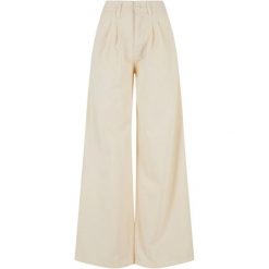 Spodnie Damskie Organiczna Bawełna Plisy. Brązowe spodnie sportowe damskie Urban Classics, bez wzorów, z bawełny. Za 153.99 zł.