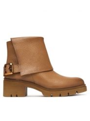 Hispanitas Botki HI265064 Brązowy. Brązowe botki damskie Hispanitas, ze skóry, bez obcasa, na słupku, bez zapięcia. Za 739.99 zł.