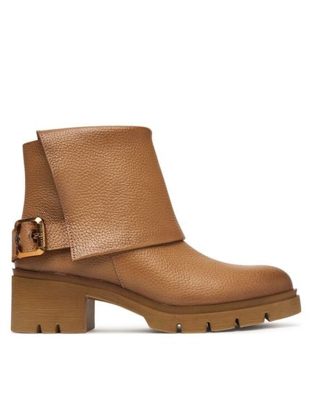 Hispanitas Botki HI265064 Brązowy. Brązowe botki damskie Hispanitas, ze skóry, bez obcasa, na słupku, bez zapięcia. Za 739.99 zł.