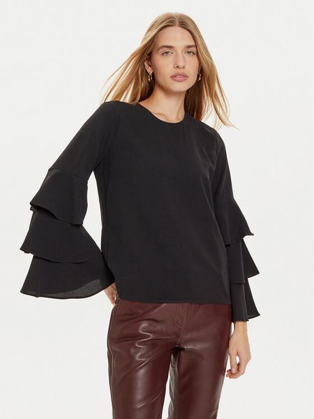 Liu Jo Bluzka WF4481 T0347 Czarny Regular Fit. Czarne bluzki damskie Liu Jo, bez wzorów, z syntetyku, bez kołnierzyka, bez ramiączek. Za 359.99 zł.