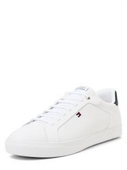 Tommy Hilfiger trampki z elementami skórzanymi Mężczyźni skóra biały, 44. Białe trampki męskie Tommy Hilfiger, bez wzorów, ze skóry, sportowe, bez zapięcia. Za 499.95 zł.