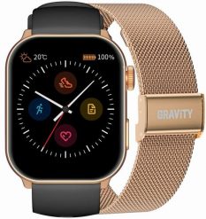 Smartwatch Damski GRAVITY GT28-5 Pasek + Bransoleta Różowe złoto Czarny. Czarne paski damskie Gravity, bez wzorów. Za 132.82 zł.