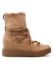 Jenny Fairy Botki WS5829-03 Brązowy. Brązowe botki damskie Jenny Fairy, z materiału, bez obcasa, na koturnie, bez zapięcia. Za 143.99 zł.