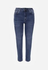 Niebieskie Jeansy Mom Fit z Bawełną i Regularnym Stanem Rolovia. Niebieskie jeansy damskie Born2be, plus size. Za 129.99 zł.