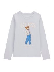 Guess Bluzka J6BI12 K5793 Niebieski jasny Regular Fit. Niebieskie bluzki dla dziewczynek Guess, z aplikacjami, z bawełny, bez kołnierzyka, bez ramiączek. Za 114.99 zł.