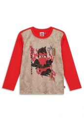 Koszulka długi rękaw Chłopięca LEGO Ninjago Taj221 Czerwona. Czerwone t-shirty dla chłopców LEGO, z aplikacjami, z bawełny, bez ramiączek. Za 69.99 zł.