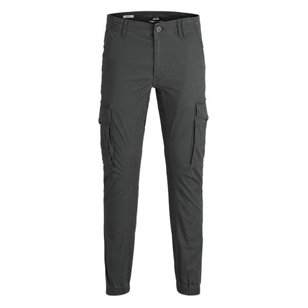 Spodnie Jack & Jones Cargo asfaltowe. Szare spodnie materiałowe męskie Jack&Jones, bez wzorów. Za 278.76 zł.
