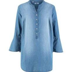 Bluzka z rozkloszowanymi rękawami i rozcięciem z boku bonprix niebieski "medium bleached". Bluzki damskie marki bonprix. Za 59.99 zł.