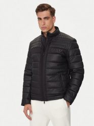 Guess Kurtka przejściowa M4YL16 WFHD0 Czarny Regular Fit. Czarne kurtki męskie Guess, m, z aplikacjami, ze skóry, bez kaptura. Za 629.99 zł.