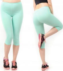 Legginsy damskie 3/4 krótkie Polskie bawełniane Getry Miętowe M. Zielone legginsy damskie LAEMI, m, bez wzorów, z bawełny. Za 29.99 zł.