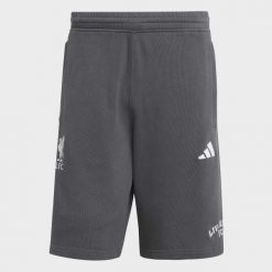 Szorty Liverpool FC US Pack. Szare krótkie spodenki sportowe męskie Adidas, s, z aplikacjami, z bawełny, do piłki nożnej. Za 199.00 zł.