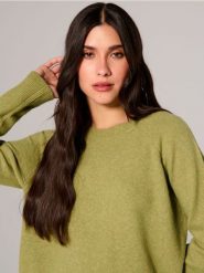 Sweter - zielony. Zielone swetry damskie Sinsay, l, bez wzorów, bez kołnierzyka, bez ramiączek, bez kaptura. W wyprzedaży za 29.99 zł.