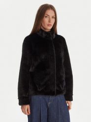 Guess Futro W5BL64 W3920 Czarny Regular Fit. Czarne płaszcze damskie Guess, xs, z aplikacjami, z futra, bez kaptura. Za 959.99 zł.