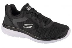 Buty do chodzenia damskie Skechers Dynamight 20. Czarne obuwie sportowe damskie Skechers, bez wzorów, z jeansu, trekkingowe. Za 199.00 zł.