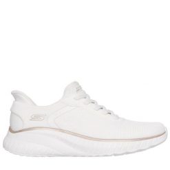 Buty sportowe damskie Skechers Bobs Squad Chaos SLIP-INS. Białe obuwie sportowe damskie Skechers, bez wzorów. Za 339.00 zł.
