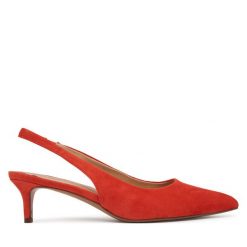 Sandały LAUREN RALPH LAUREN. Czerwone sandały damskie Lauren Ralph Lauren, bez wzorów, bez obcasa, na szpilce, bez zapięcia. Za 629.99 zł.