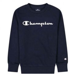 Bluza sportowa chłopięca Champion Crewneck Sweatshirt. Niebieskie bluzy dla chłopców Champion, bez wzorów, bez ramiączek, bez kaptura. Za 95.40 zł.