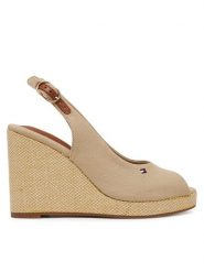 Tommy Hilfiger Espadryle Flag High Wedge Espad Slingback FW0FW08597 Beżowy. Brązowe sandały damskie Tommy Hilfiger, bez wzorów, z materiału, bez obcasa, bez zapięcia. W wyprzedaży za 279.99 zł.