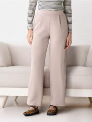 Spodnie soft touch - beżowy. Brązowe spodnie materiałowe damskie Sinsay, l, bez wzorów. W wyprzedaży za 24.99 zł.