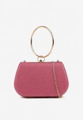 Różowa Torebka Typu Kopertówka Ozdobiona Okrągłym Uchwytem Tolarania. Czerwone kopertówki damskie Renee, bez wzorów, eleganckie, bez dodatków. Za 59.99 zł.