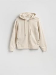 Rozpinana bluza z kapturem - beżowy. Brązowe bluzy męskie Reserved, l, bez wzorów, z bawełny, z kapturem. Za 139.99 zł.