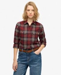 Superdry Koszula Lumberjack Check Flannel Frontier Check Red. Czerwone koszule damskie Superdry., bez wzorów, z bawełny, vintage, bez kołnierzyka, bez ramiączek. Za 271.45 zł.