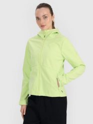 KURTKA DAMSKA 4F SOFTSHELL WIATRODPORNA ZIELONA. Zielone kurtki damskie 4f, l, bez wzorów, z softshellu, bez kaptura. Za 299.99 zł.
