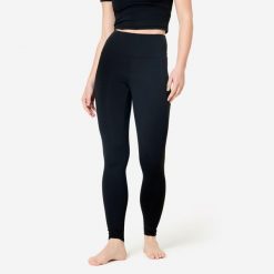 Legginsy do jogi i pilatesu Breathe. Czarne legginsy damskie DOMYOS, l, bez wzorów, z elastanu. Za 119.99 zł.