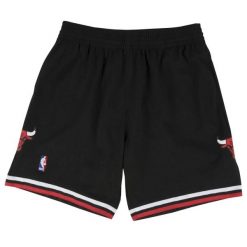 Spodenki nba Chicago Bulls. Czarne szorty męskie Mitchell & Ness, m, bez wzorów, z dzianiny. Za 330.50 zł.
