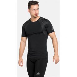 Koszulka tech. męska Odlo T-shirt crew neck s/s ACTIVE SPINE. Czarne koszulki sportowe męskie Odlo, l, bez wzorów, sportowe, bez kołnierzyka. W wyprzedaży za 254.99 zł.