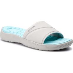 Klapki CROCS - Reviva Slide W 205474 White/Pearl. Szare klapki damskie Crocs, bez wzorów, z materiału, bez obcasa. W wyprzedaży za 149.00 zł.