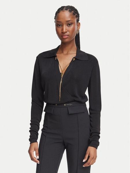 Elisabetta Franchi Body BK-03S-66E2-V440 Czarny Regular Fit. Czarne bluzki damskie Elisabetta Franchi, s, bez wzorów, bez kołnierzyka, bez ramiączek. Za 1,879.00 zł.