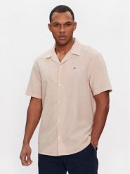 Tommy Jeans Koszula Camp DM0DM18963 Beżowy Regular Fit. Brązowe koszule męskie Tommy Jeans, m, bez wzorów, z bawełny, bez kołnierzyka, bez ramiączek. Za 329.99 zł.