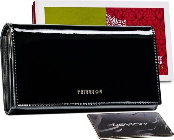 Peterson Czarny portfel damski skórzany z akcentem Peterson NoSize. Czarne portfele damskie Peterson, bez wzorów. Za 202.86 zł.