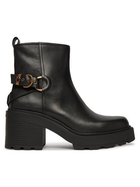 PINKO Botki Altea 03 SD0551P001 Czarny. Czarne botki damskie Pinko, ze skóry, bez obcasa, na słupku, bez zapięcia. Za 1,399.00 zł.