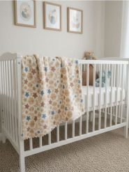 Koc w gwiazdy, chmury i księżyce - kremowy. Białe kocyki dla dzieci Sinsay. Za 17.99 zł.