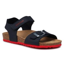 Sandały Geox. Niebieskie sandały chłopięce Geox, bez zapięcia. Za 129.99 zł.