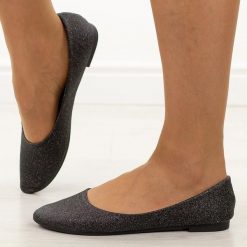 Czarne brokatowe baleriny damskie Potocki 23001. Czarne baleriny damskie POTOCKI, na lato, bez wzorów, z jeansu, eleganckie, bez obcasa. Za 79.00 zł.