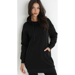 Czarna Bluza Długa z Kapturem Nilalra. Czarne bluzy damskie Born2be, m, bez wzorów, z bawełny, z kapturem. Za 99.99 zł.