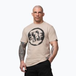 Koszulka męska Pitbull Logo Palms. Brązowe koszulki sportowe męskie PITBULL, m, bez wzorów, z bawełny, bez kołnierzyka, bez ramiączek. Za 94.99 zł.